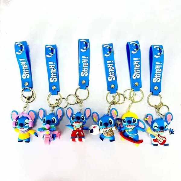 Brelok do Kluczy Stitch Silikonowy z Paskiem Mix Wzorów 24szt