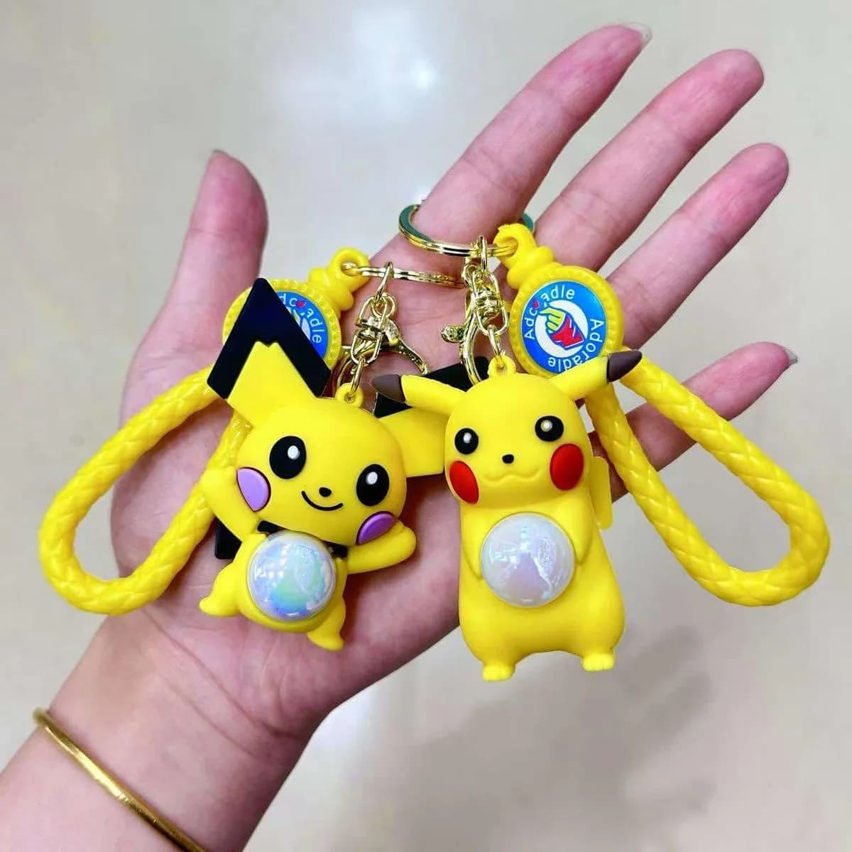 Brelok do Kluczy Pikachu z Paskiem i Perłą, Żółty Silikonowy