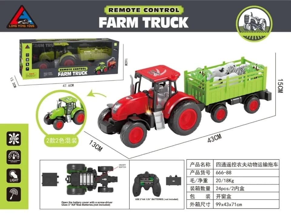 Traktor zdalnie sterowany Farm Truck z przyczepą i zwierzętami 43cm