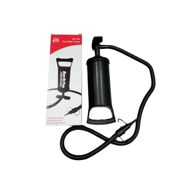 Pompka do Materacy Ręczna Dwukierunkowa HD-108 Czarna 3 Końcówki
