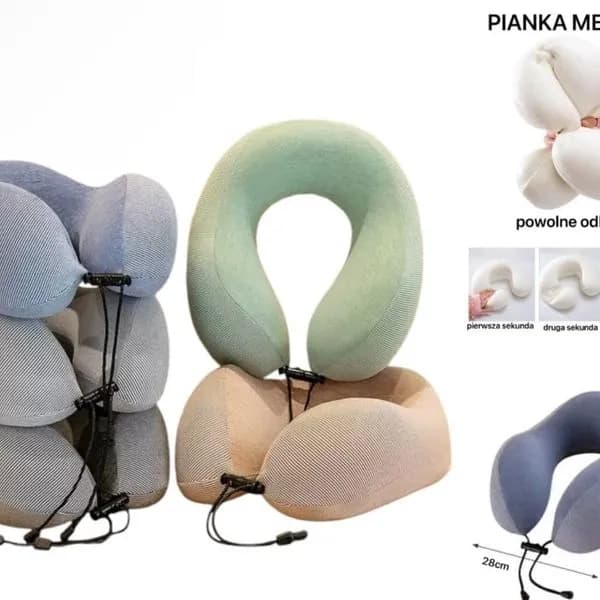 Poduszka z Pianką Pamięci 30x28x12cm Rogal Podróżny Memory Foam