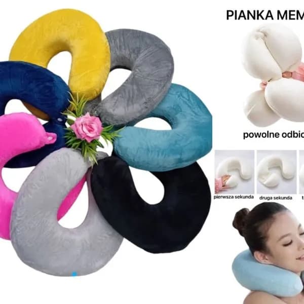 Poduszka z Pianką Pamięci Rogal Podróżny Memory Foam Mix Kolorów
