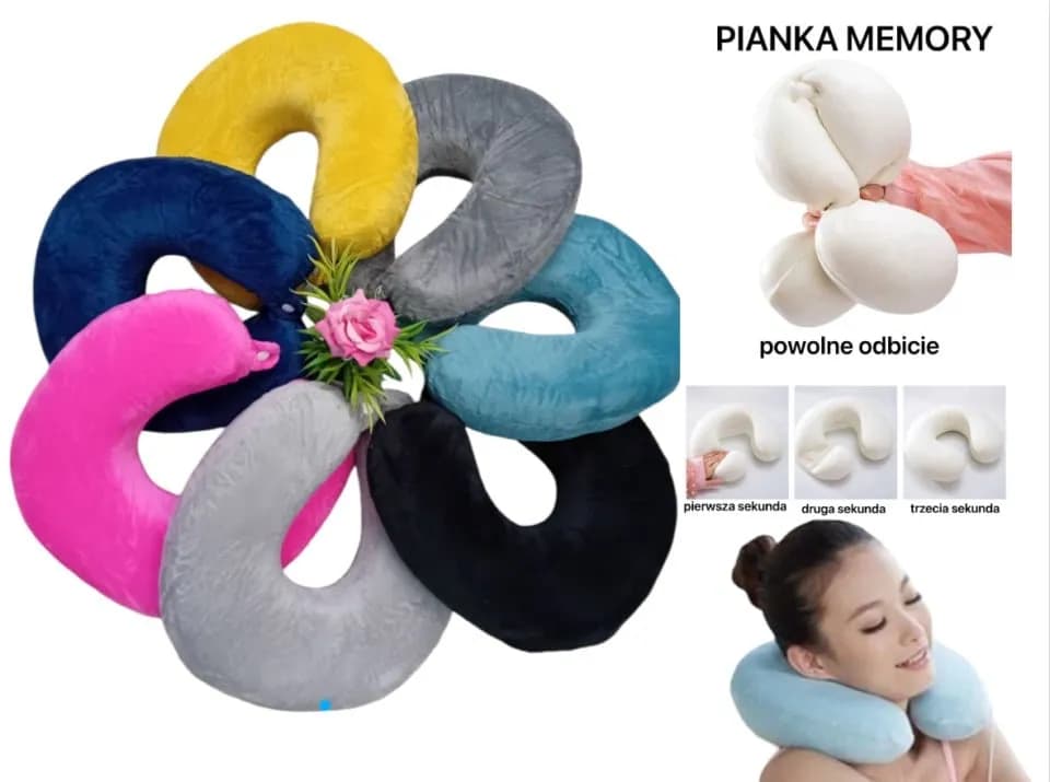 Poduszka z Pianką Pamięci Rogal Podróżny Memory Foam Mix Kolorów