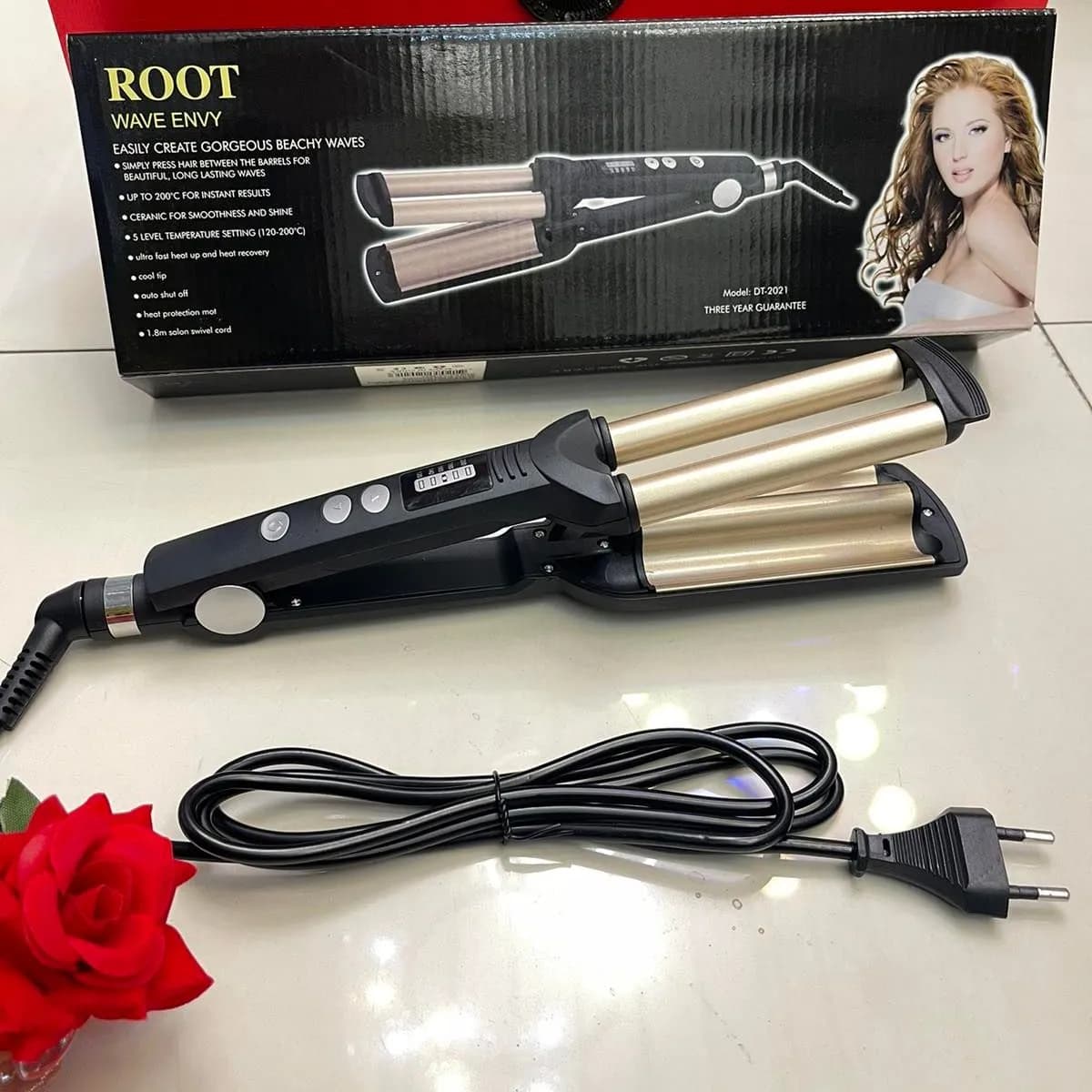 Falownica do włosów ROOT DT-2021 ceramiczna, 3 wałki, 200°C
