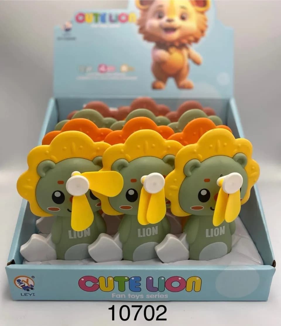 Wiatraczek ręczny Cute Lion Fan Toys Series, mix kolorów, 12 szt.