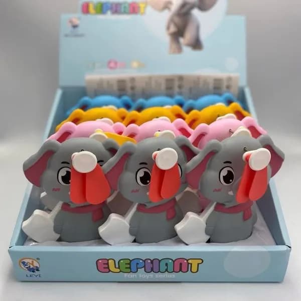 Zabawka Wiatraczek Słonik Cute Elephant Fan Toys, Mix Kolorów 12szt