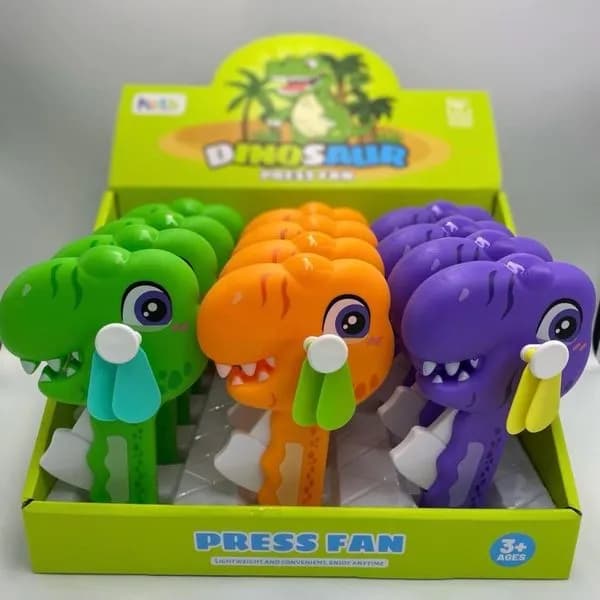Zabawka Press Fan dla Dzieci Dinozaur Ręczny Wentylator 12szt