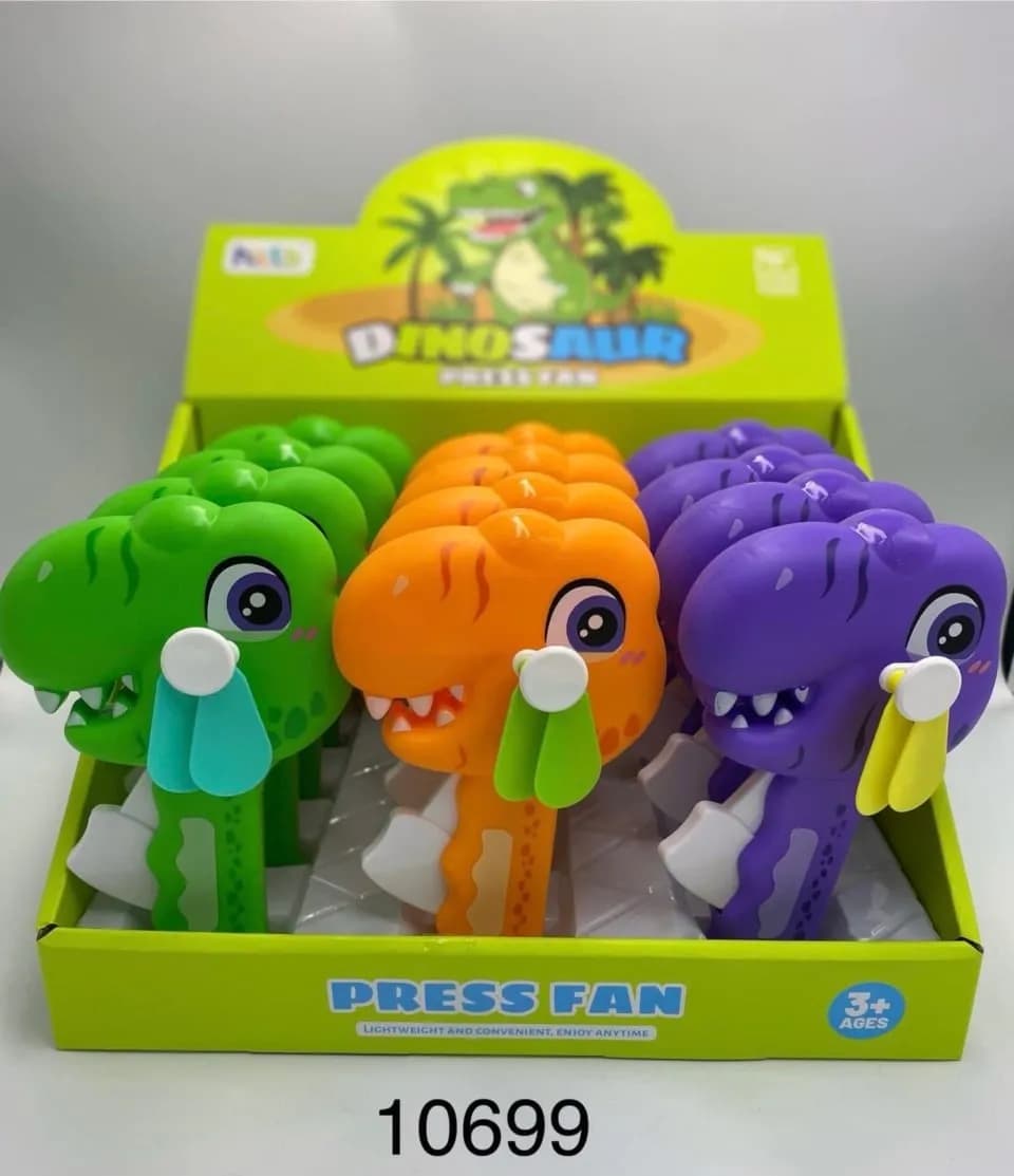 Zabawka Press Fan dla Dzieci Dinozaur Ręczny Wentylator 12szt