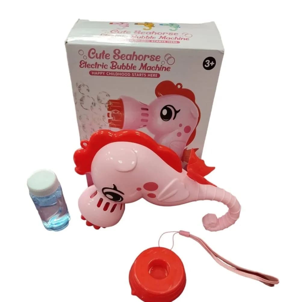 Zabawka Pistolet Woda Maszynka do Baniek Konik Morski Różowy