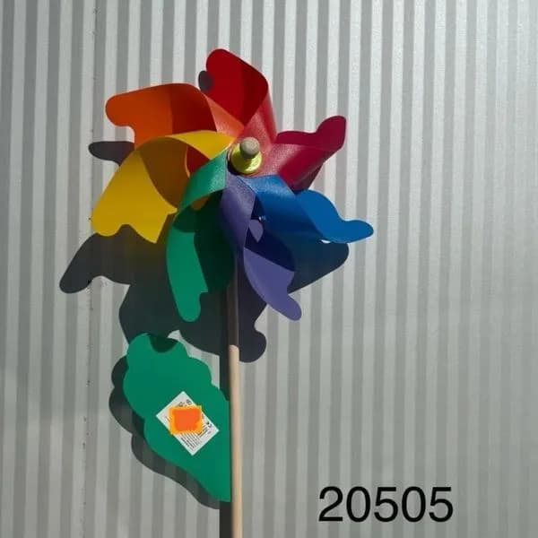 Wiatraczek Ogrodowy Kolorowy Tęcza na Drewnianym Patyku 12 szt.