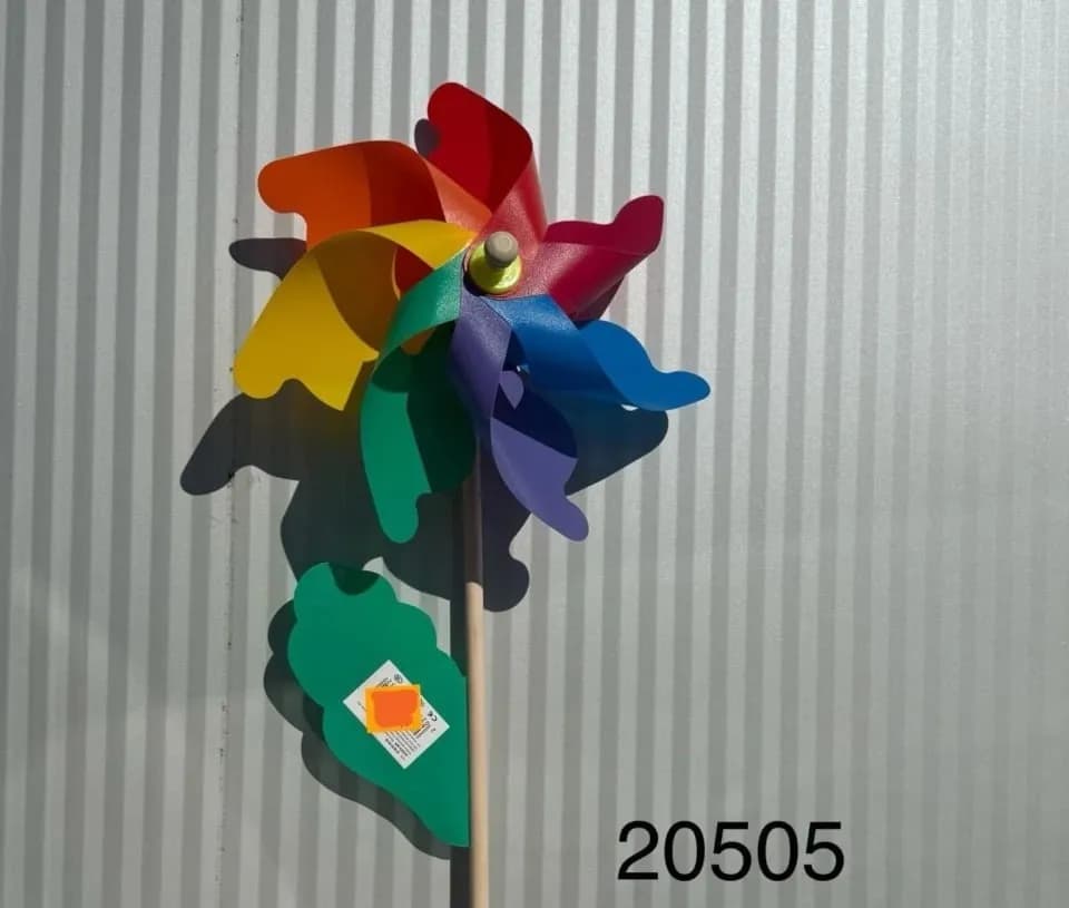 Wiatraczek Ogrodowy Kolorowy Tęcza na Drewnianym Patyku 12 szt.