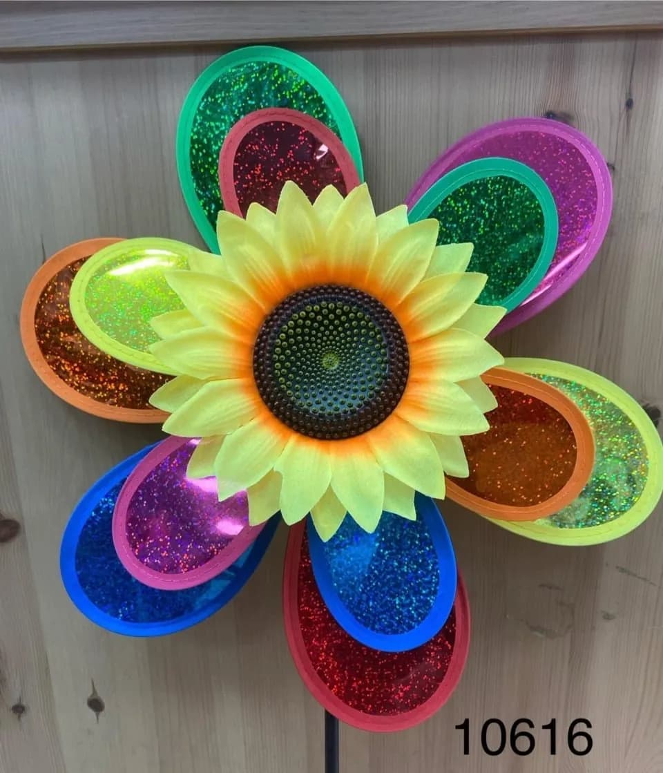 Wiatraczek Ogrodowy Słonecznik Holograficzny Kolorowy 12szt