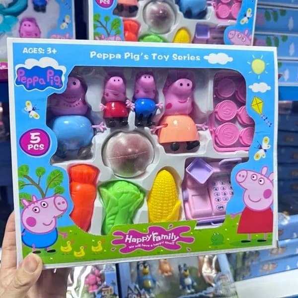 Zestaw figurek Świnka Peppa Toy Series 5PCS z kasą i akcesoriami
