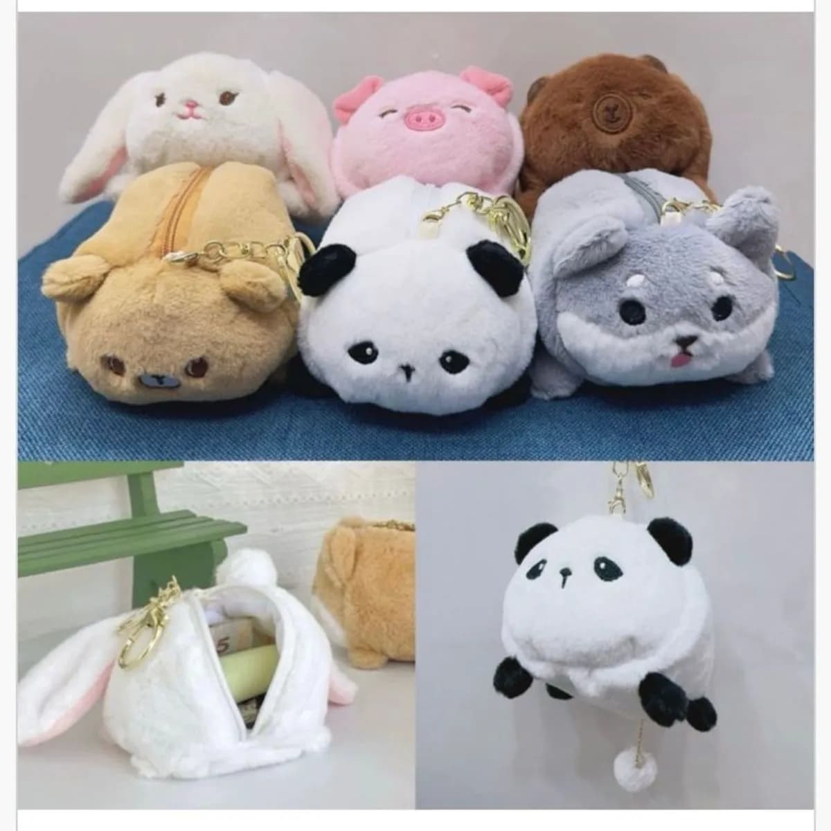 Brelok do Kluczy Pluszowy Portfelik Zwierzątka Mix Wzorów 12szt