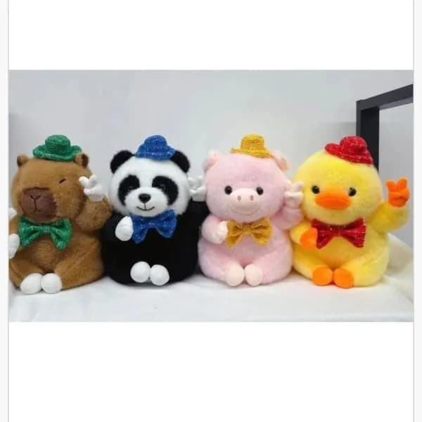 Maskotka Pluszowa Mix Zwierzątka z Kapeluszem i Muchą 12szt