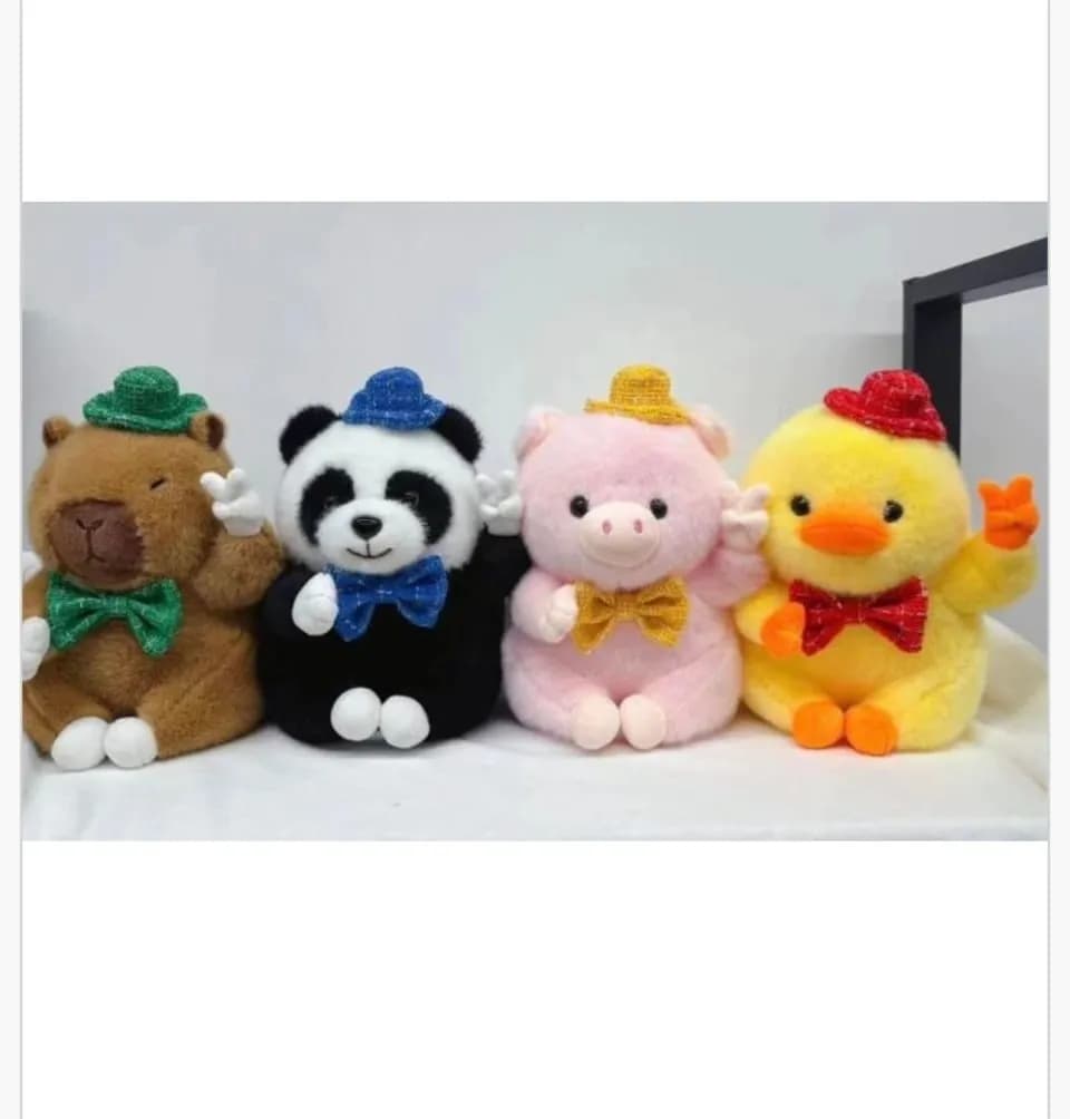 Maskotka Pluszowa Mix Zwierzątka z Kapeluszem i Muchą 12szt