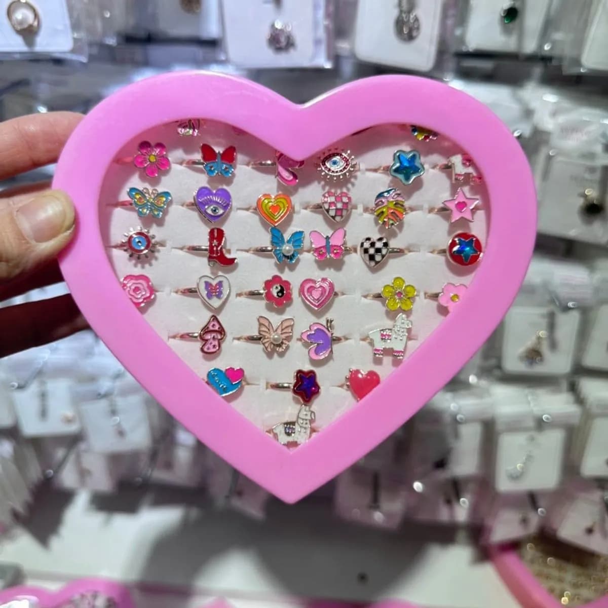 Zestaw Biżuterii dla Dzieci - 36 Pierścionków w Sercu, 6 szt