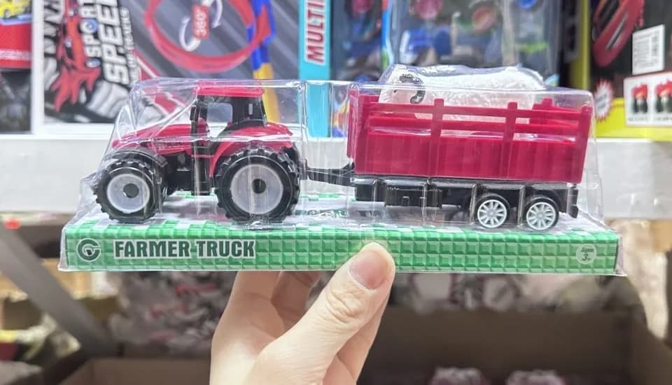 Czerwony Traktor z Przyczepą i Zwierzęciem Farmer Truck PK14190