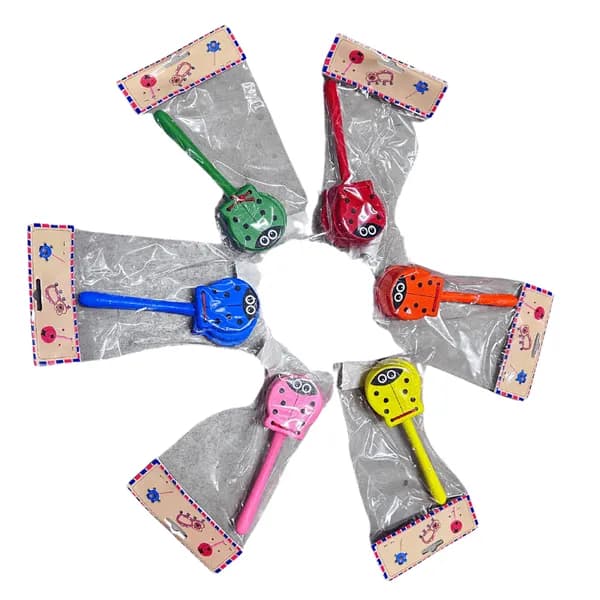 Drewniana Grzechotka dla Dzieci Biedronka Mix Kolorów 12 szt.