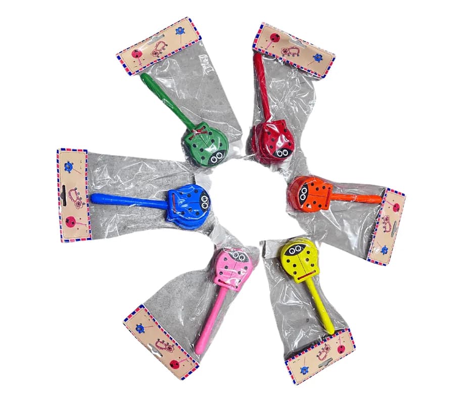 Drewniana Grzechotka dla Dzieci Biedronka Mix Kolorów 12 szt.