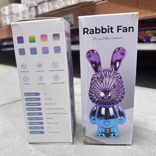 Mini Zabawki Rabbit Fan 17,5cm Wentylator USB Mix Kolorów