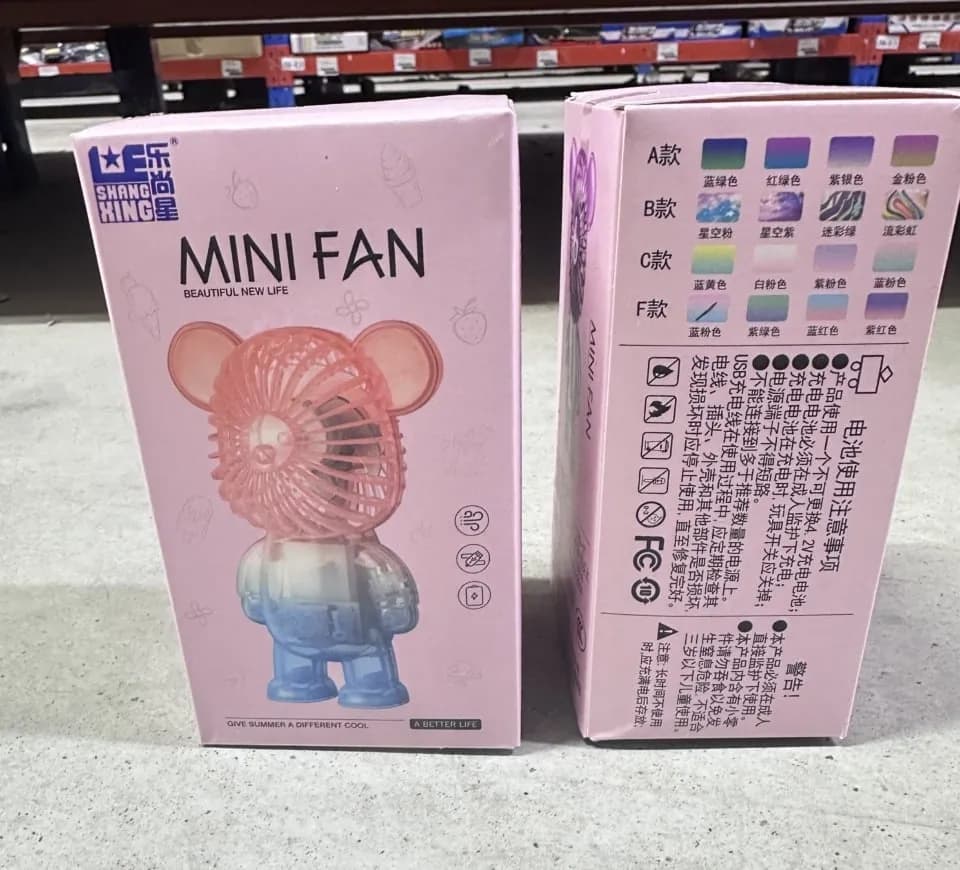 Zabawki Mini Fan Wiatraczek Przenośny Miś USB Mix 12 szt