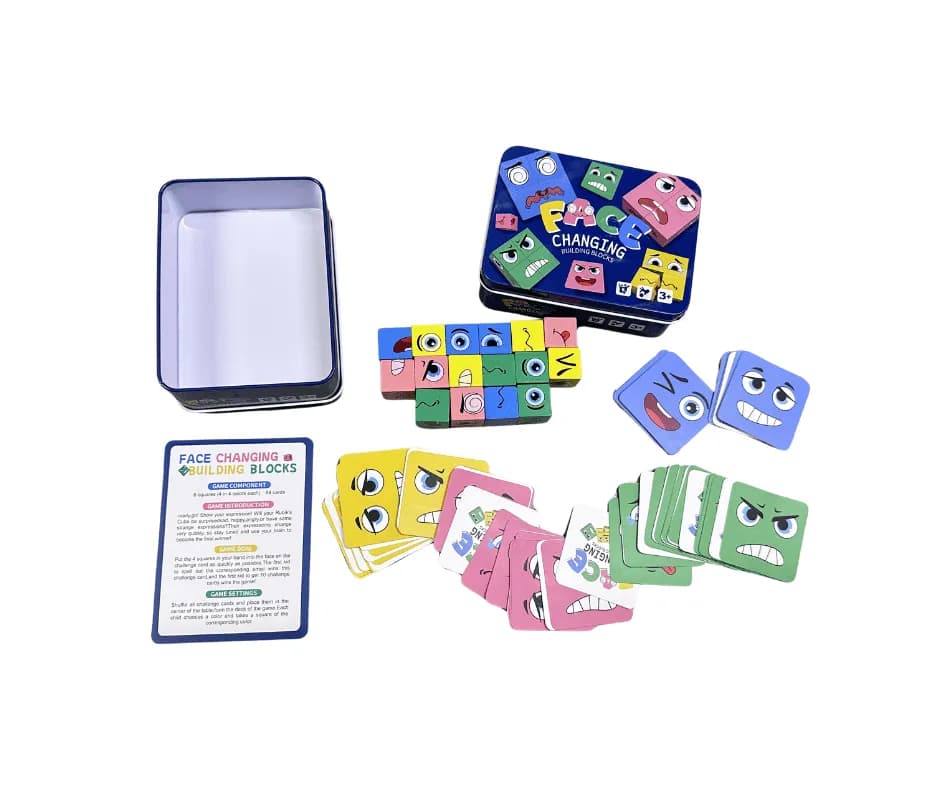 Zabawki Face Changing Building Blocks - Drewniane klocki miny