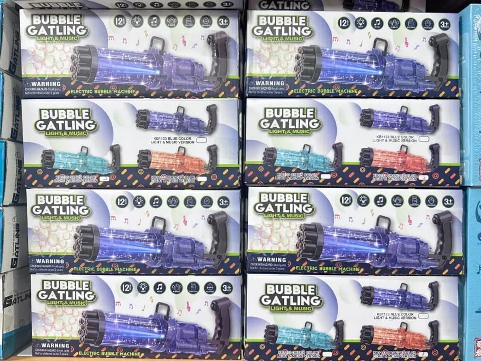 Pistolety Electric Bubble Gatling Light & Music, 12 otworów, Mix