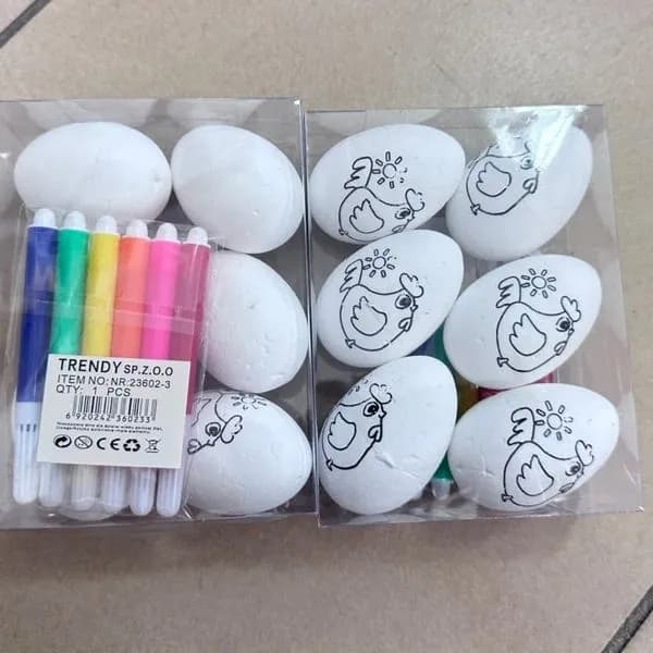 Dekoracja Wielkanocna - Jajka do Malowania z Pisakami, 12 szt.