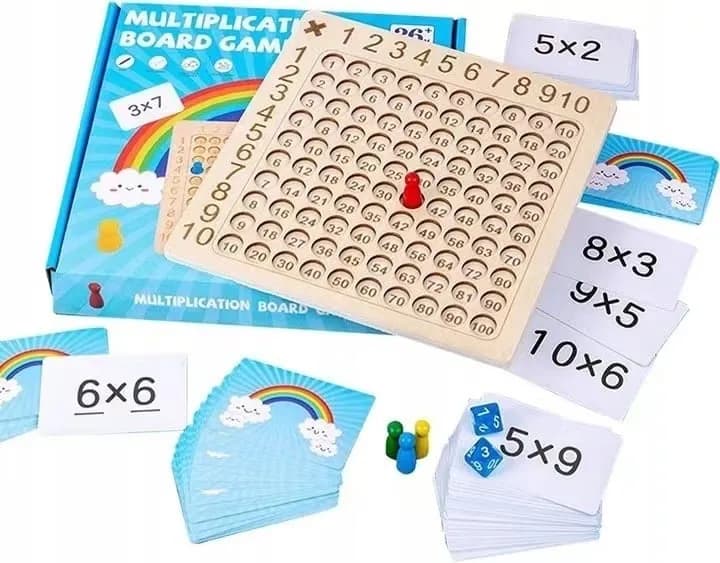 Drewniana gra edukacyjna tabliczka mnożenia Multiplication Board Game