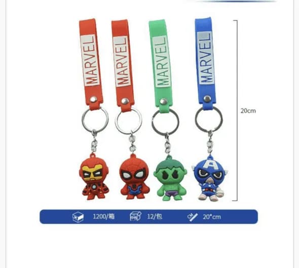 Brelok do Kluczy Marvel Figurka 3D z Paskiem 20cm 24szt