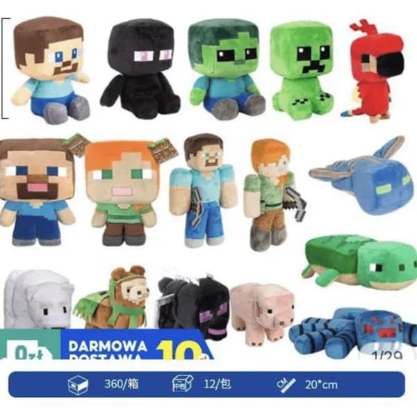 Maskotka Pluszowa Minecraft 20cm - Mix Wzorów 10szt.