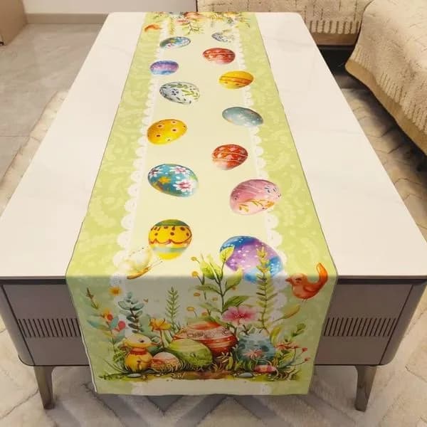 Bieżnik Wielkanocny 40x150cm w Kolorowe Pisanki i Kwiaty