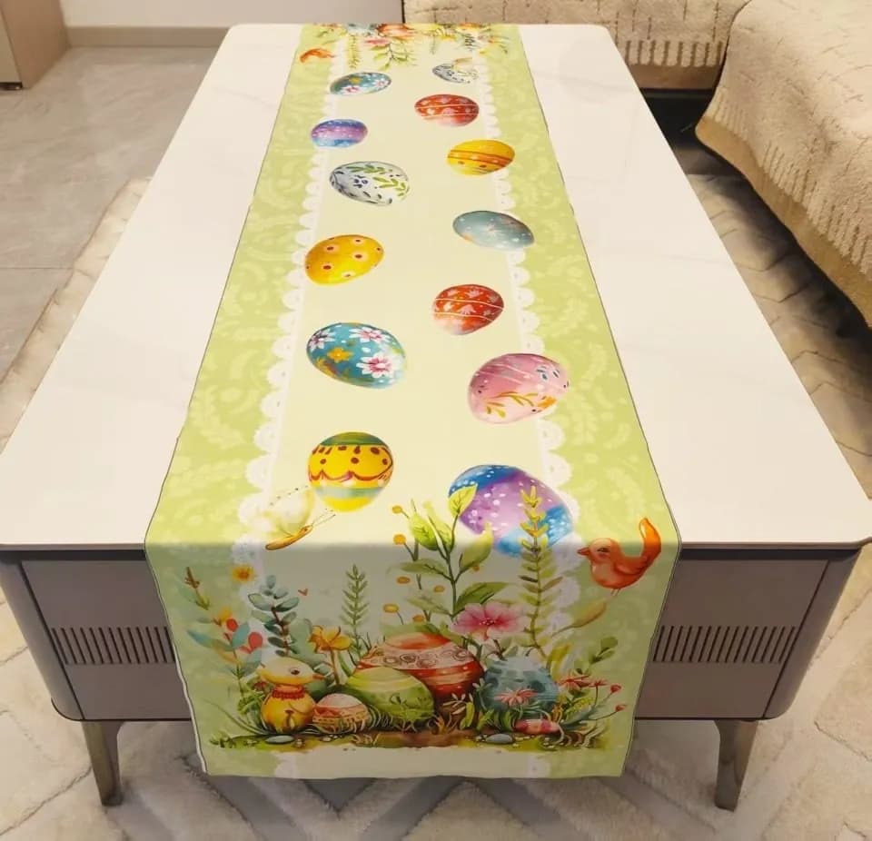 Bieżnik Wielkanocny 40x150cm w Kolorowe Pisanki i Kwiaty