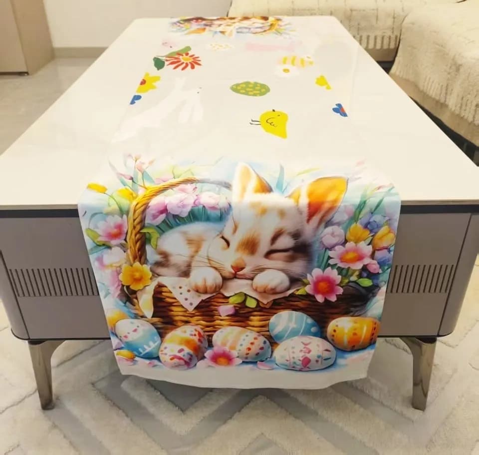 Bieżnik Wielkanocny 40x150cm Wzór Zajączek w Koszyku