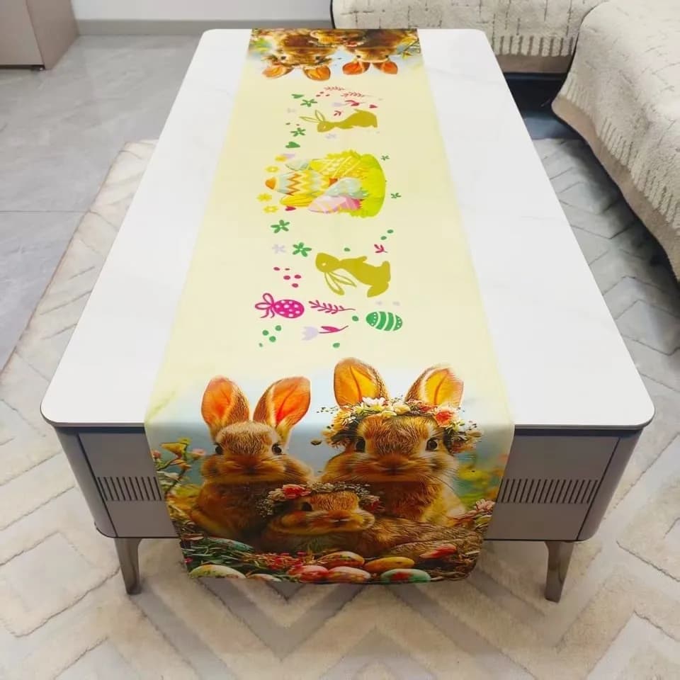 Bieżniki Wielkanocy 60x120cm - Wzór Zajączki i Pisanki