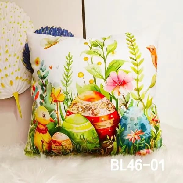 Poszewka wielkanocna 40x40cm wzór pisanki i kurczaczek