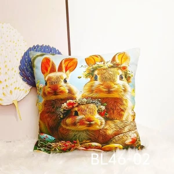 Poszewka Wielkanocna 40x40cm Wzór Króliki w Wiankach