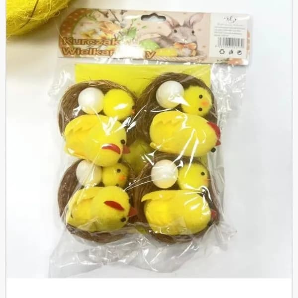 Zestaw Dekoracja Wielkanoc Kurczaki w Gniazdach 4 szt.