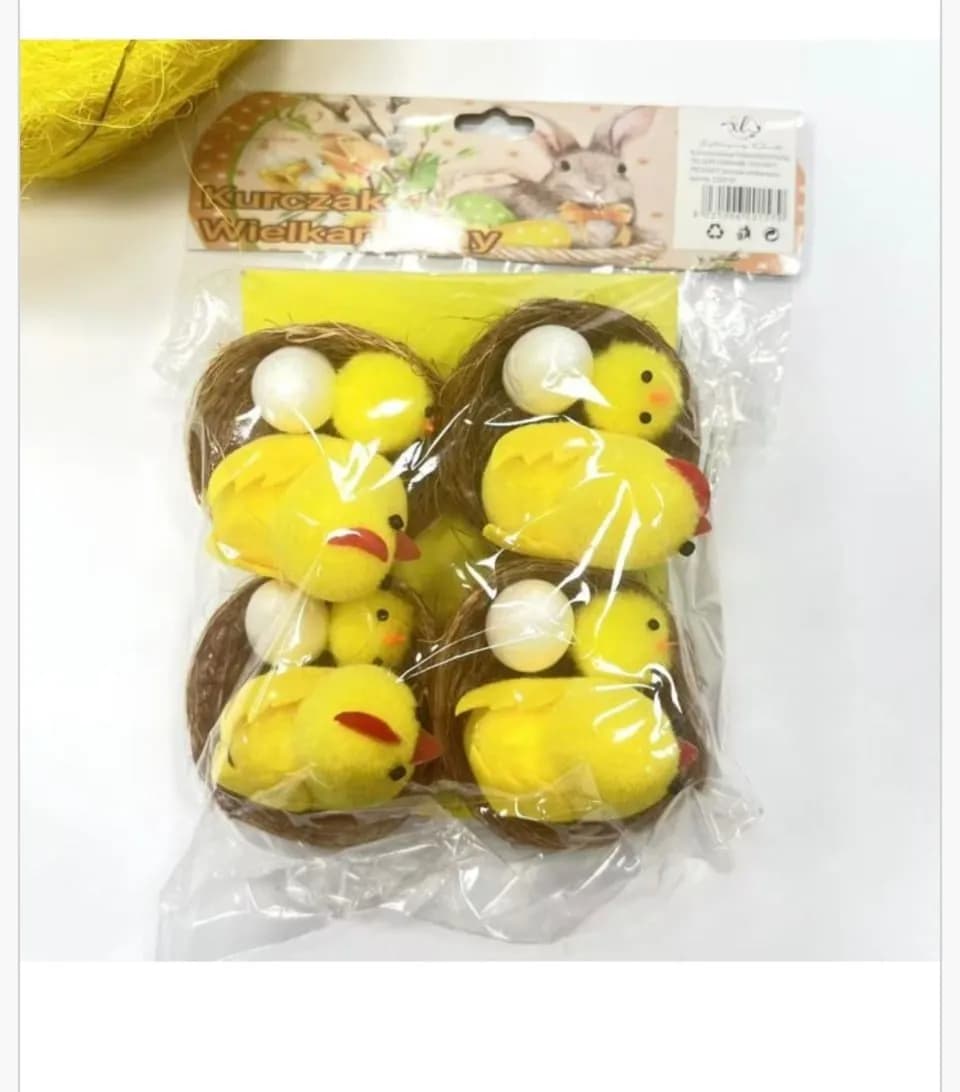 Zestaw Dekoracja Wielkanoc Kurczaki w Gniazdach 4 szt.