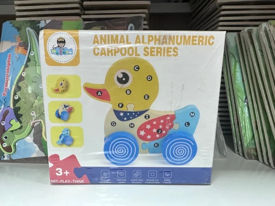 Drewniana Kaczka Alphanumeric Carpool Series - Układanka 6szt