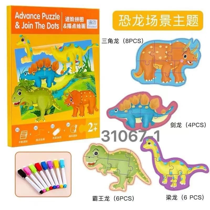 Advance Puzzle & Join The Dots - Dinozaury, Zestaw z Mazakami