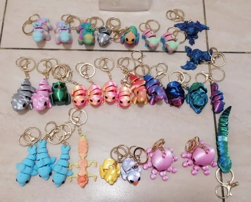 Brelok do Kluczy Ruchomy 3D Mix Wzorów i Kolorów 30 szt.