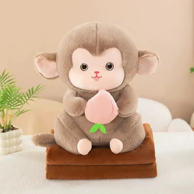 Maskotka na Kocyk Małpka z Brzoskwinią Brązowa