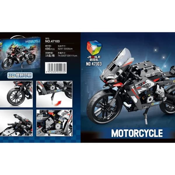 Klocki Motocycle 486PCS JIQILE Sportowy Motocykl Wyścigowy