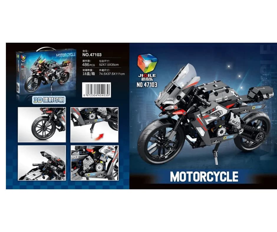 Klocki Motocycle 486PCS JIQILE Sportowy Motocykl Wyścigowy