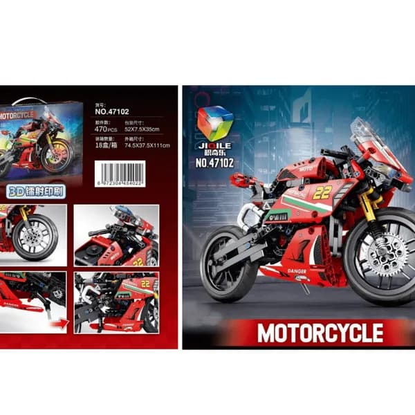 Klocki Motocycle 470PCS JIQILE Czerwony Motocykl Wyścigowy