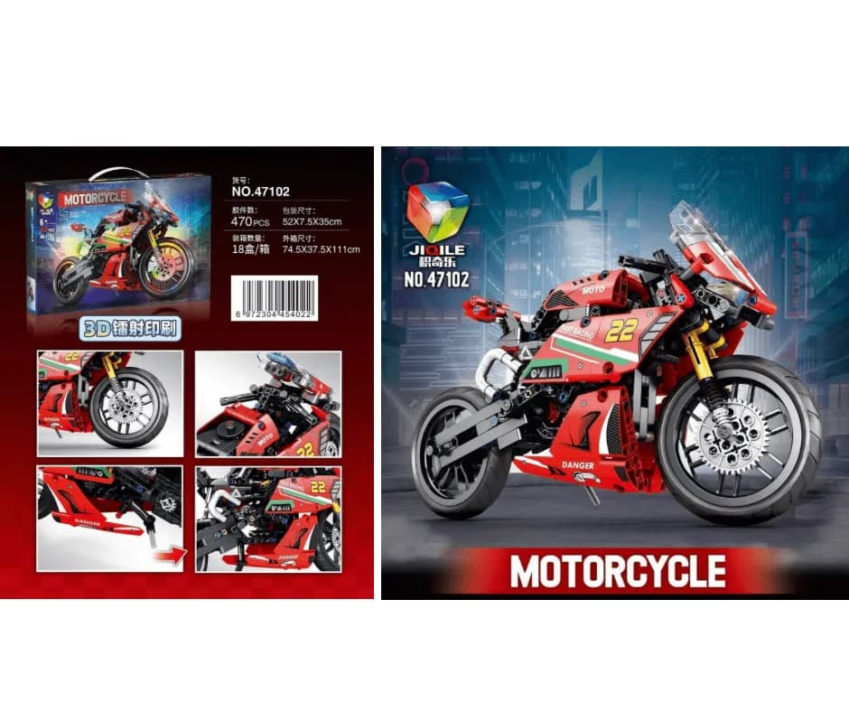 Klocki Motocycle 470PCS JIQILE Czerwony Motocykl Wyścigowy