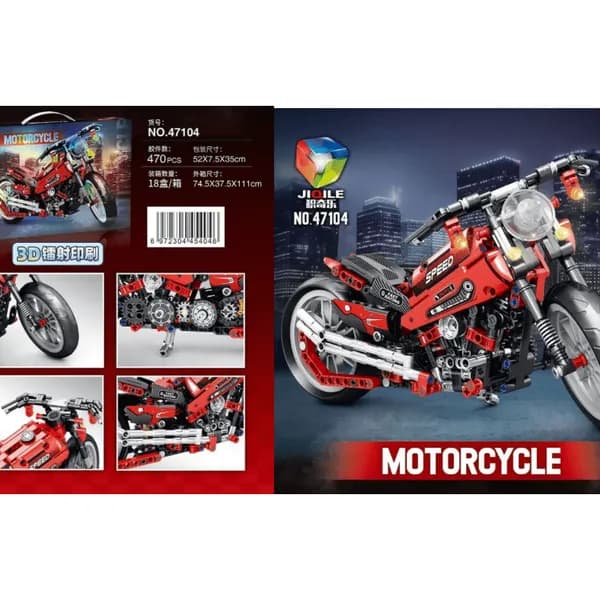 Klocki Motocycle 470PCS JIQILE Czerwony Motocykl Wyścigowy