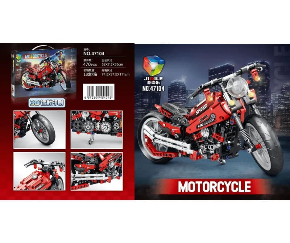 Klocki Motocycle 470PCS JIQILE Czerwony Motocykl Wyścigowy